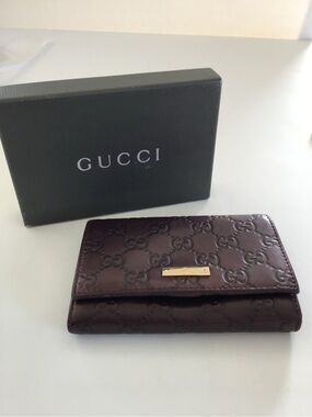 Gucci Guccissima Brown Leather Continental Wallet Gold Tone Logo Box Included